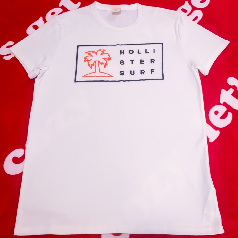 Hollister Surf White T-Shirt with Orange Palm Tree